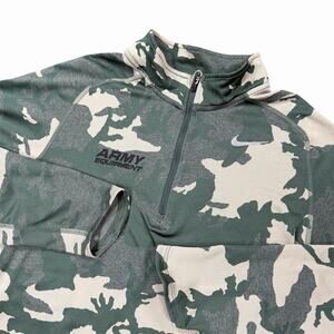 Nike Dri-FIT Quarter Zip Pullover Women’s L Camo Green Running Athletic Top